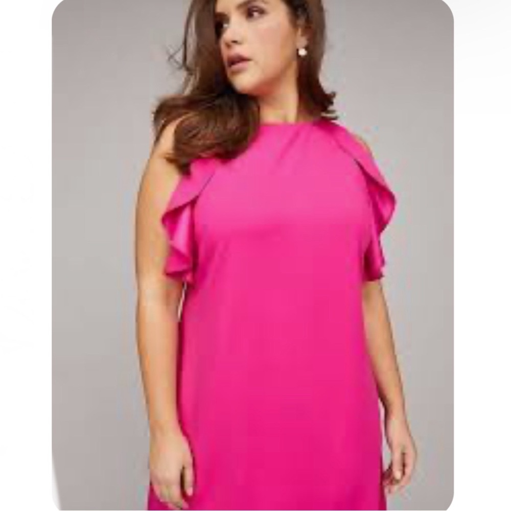 Lane Bryant Hot Pink Barbiecore Ruffle Sleeves Dress Sz 22/24
